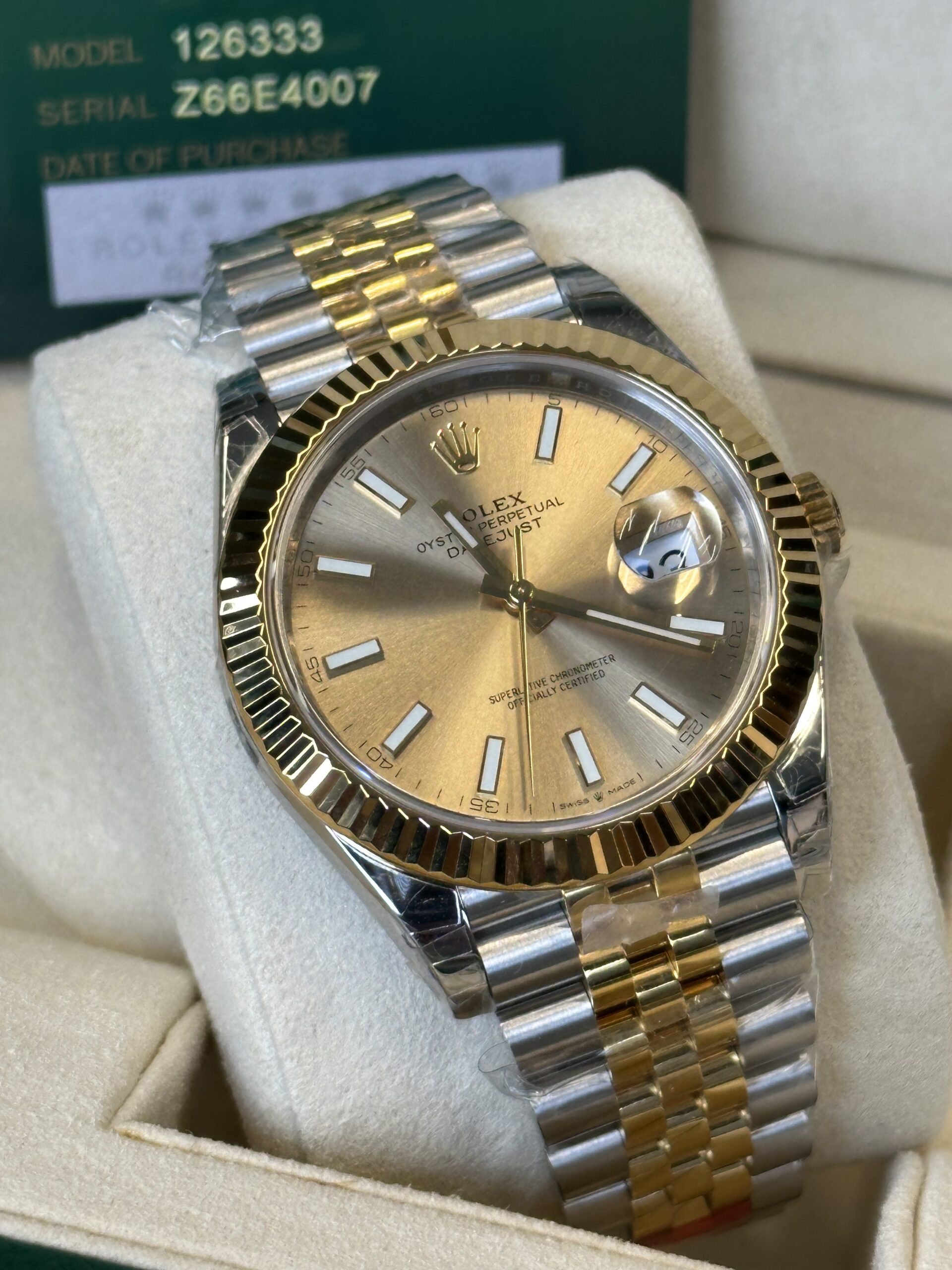 Rolex Datejust 41" | Champagne Dial Bi-Color Gold (SUPERCLONE) - Afbeelding 2