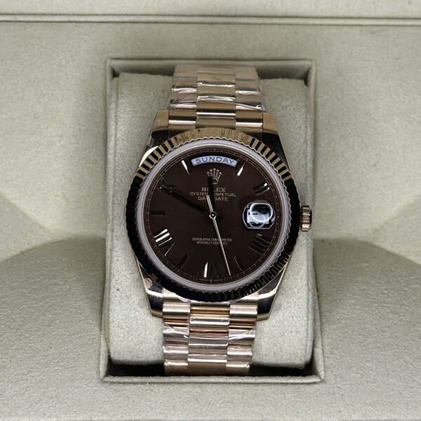 Rolex Day-Date 40" | Rose Gold Chocolate Roman Dial(BP SWISS MADE)