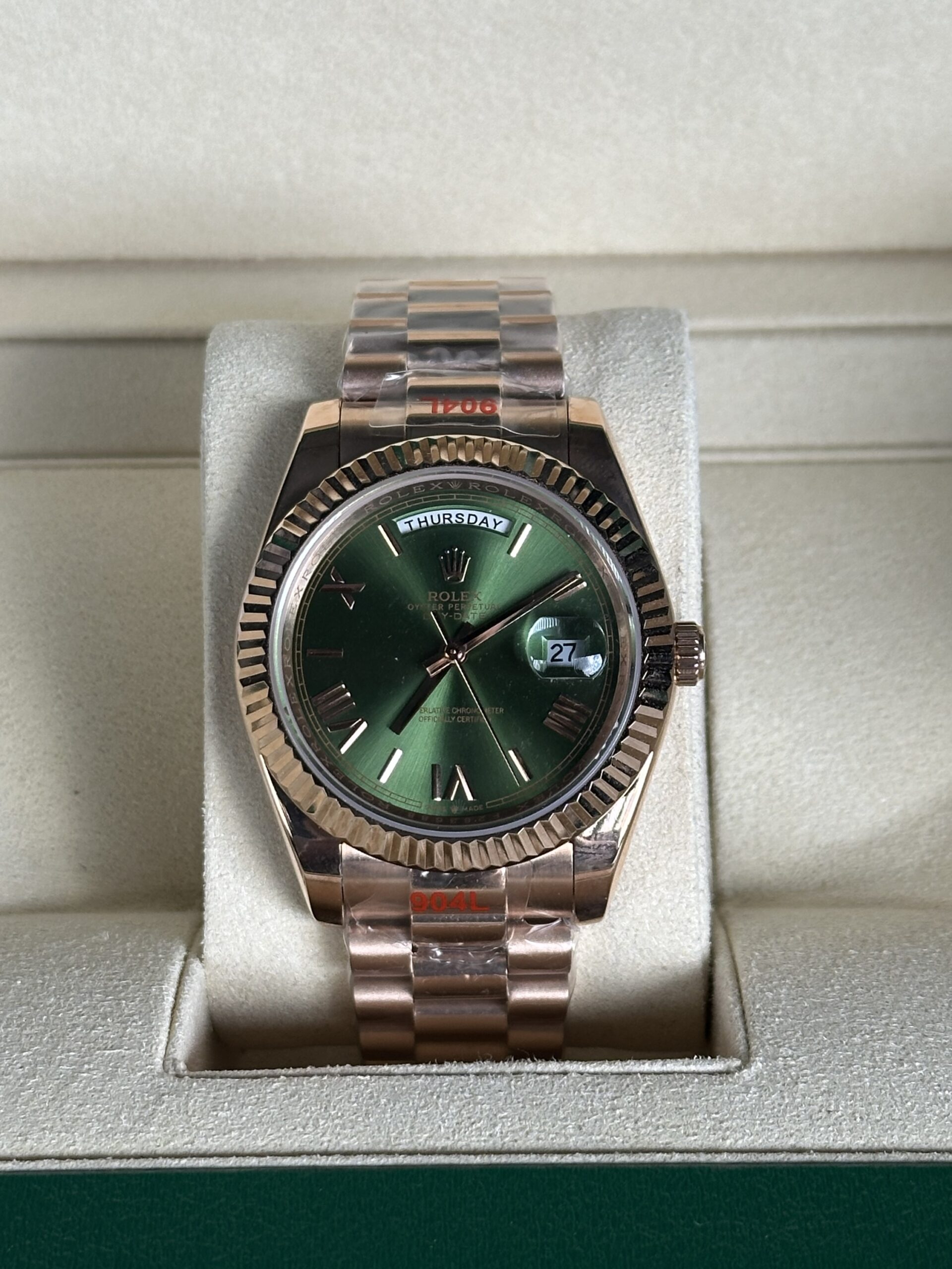 Rolex Day-Date 40'' | Olive Green Dial Rose Gold (AAA+)