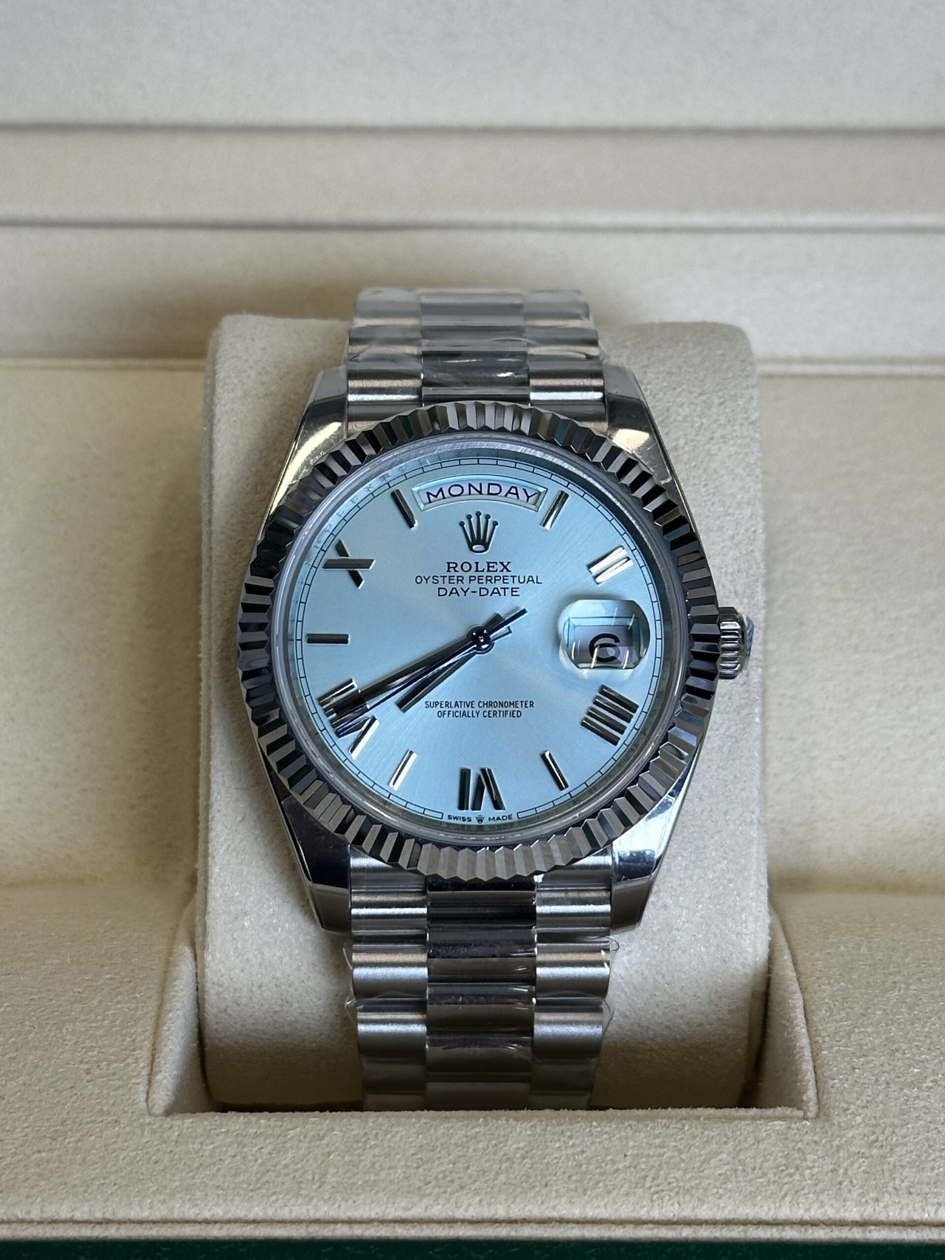 Rolex Day-Date 40" | Ice Blue Roman Dial (BP SWISS MADE)