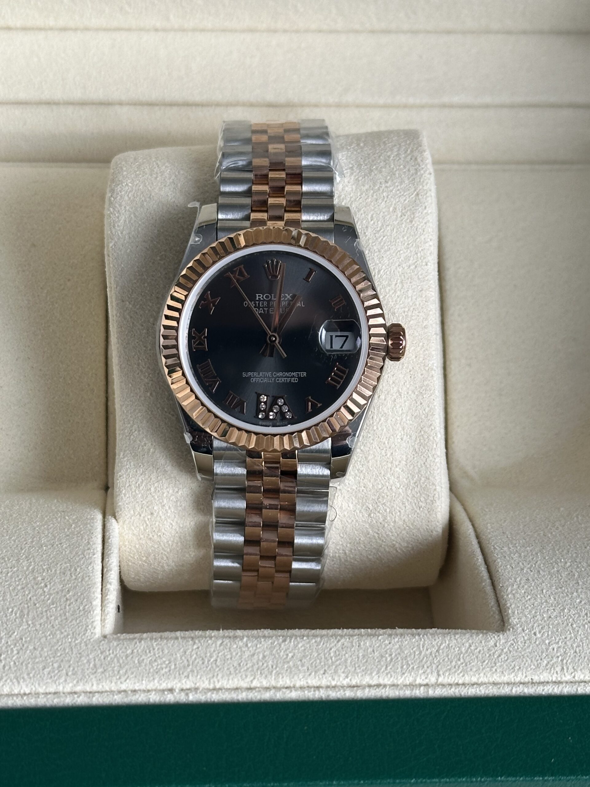 Rolex Lady-Datejust 31" | Rhodium Roman Dial Bi-Color Rose (BP SWISS MADE)