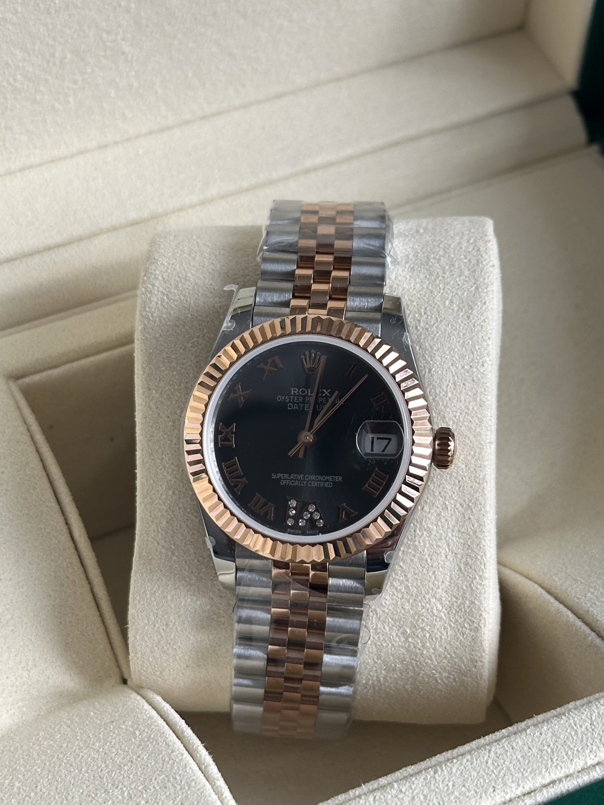 Rolex Lady-Datejust 31" | Rhodium Roman Dial Bi-Color Rose (BP SWISS MADE) - Afbeelding 3