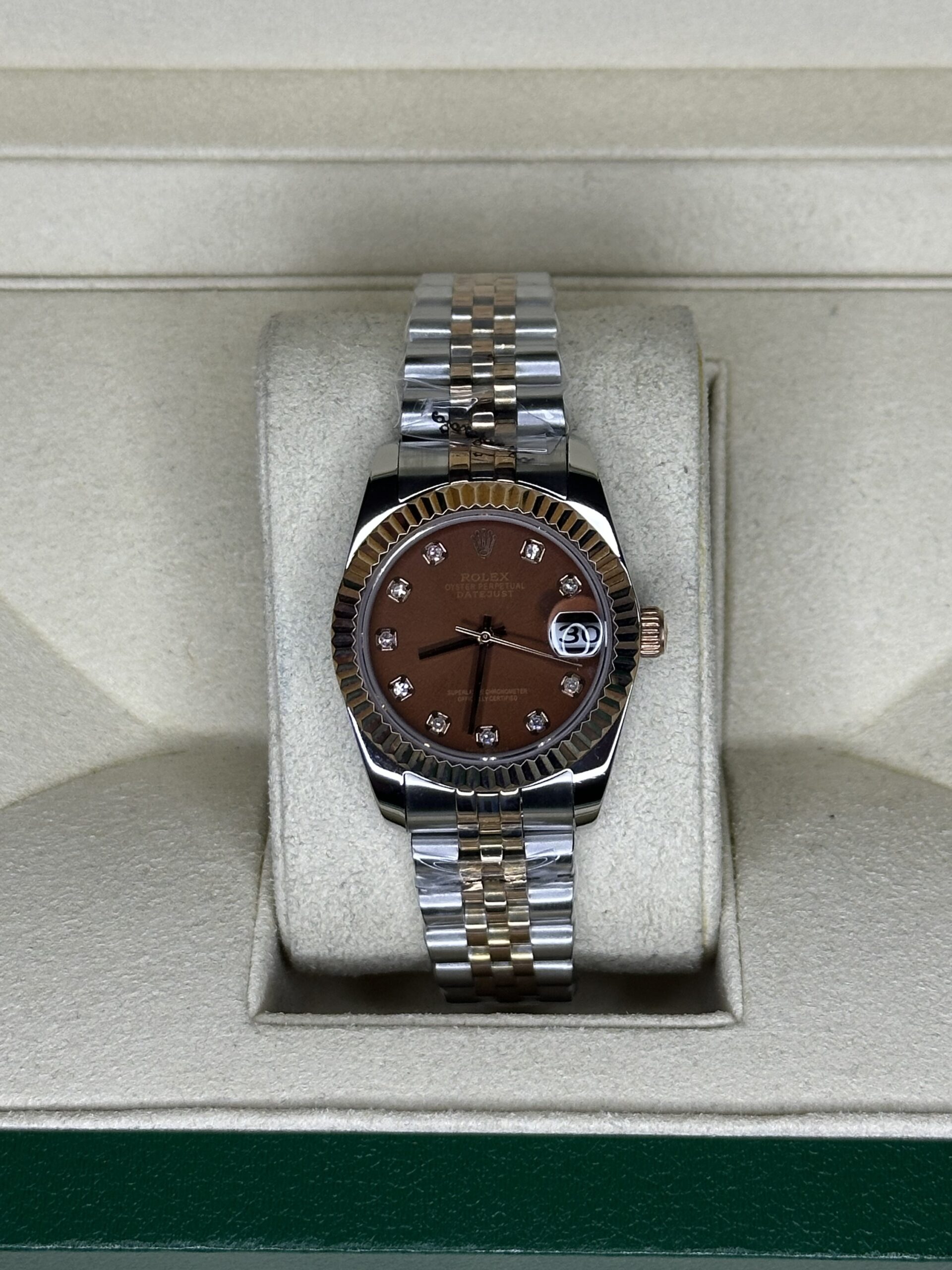 Rolex Lady-Datejust 31'' | Chocolate Diamond Dial Bi-Color Rose Gold (AAA+)